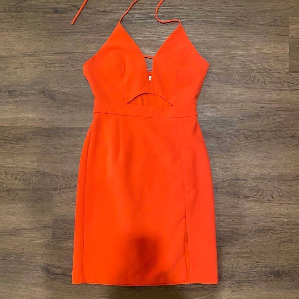 NEW REVOLVE ENDLESS ROSE Orange Cut Out Midi Dress
